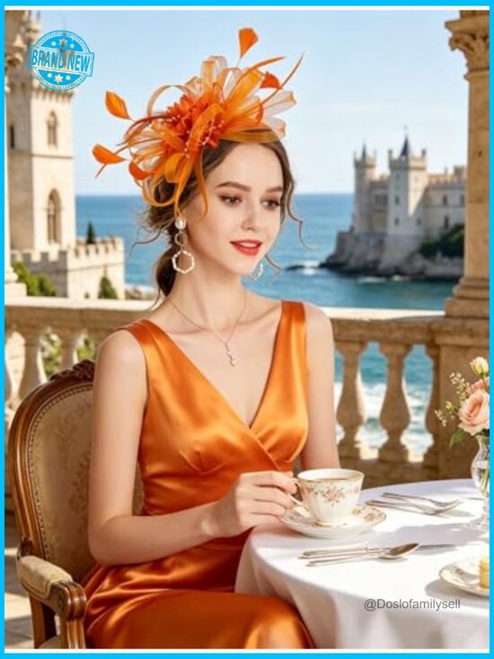 Feather Flower Fascinator Hat Hair Clip Brooch Derby Wedding Tea Party Headpiece main image 7